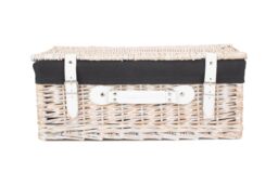 Red Hamper Wicker 45cm White Picnic Basket with Cotton Lining in Natural - thumbnail 4