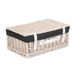 Red Hamper Wicker 45cm White Picnic Basket with Cotton Lining in Natural - thumbnail 2