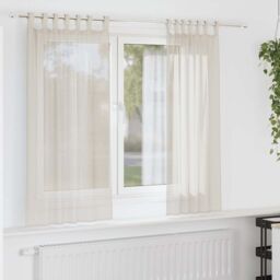 Berkfield Home Voile Curtains with Tab Top 2 pcs Cream - thumbnail 1