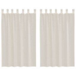 Berkfield Home Voile Curtains with Tab Top 2 pcs Cream - thumbnail 2