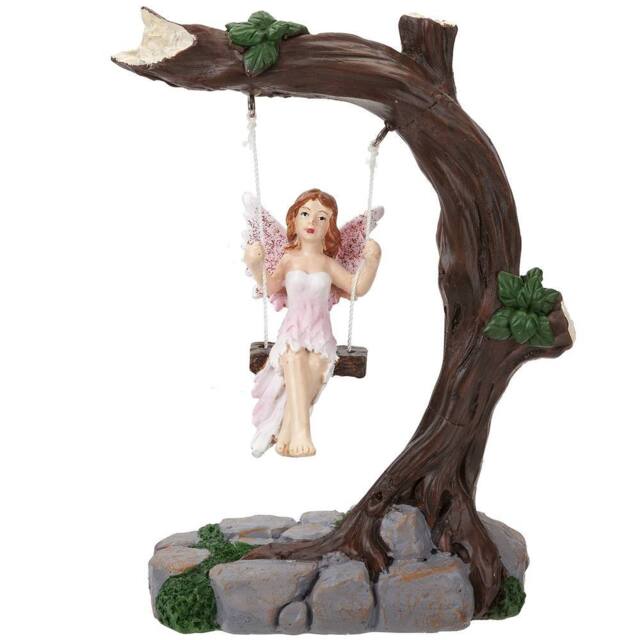 VFM e-Store Fairy on a Swing, Garden Ornament in Brown - image 1