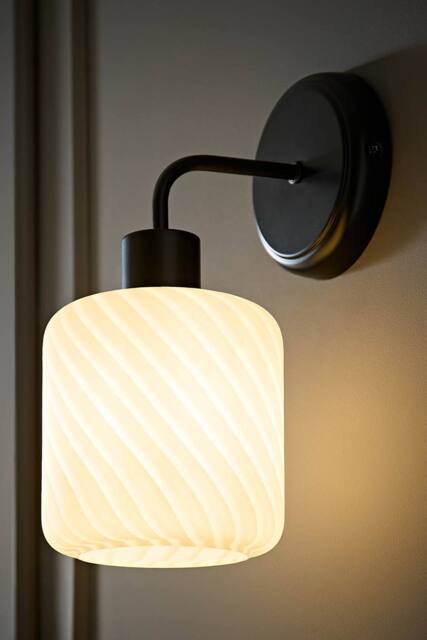 ValueLights Emery Swirl Glass Shade Wall Light in Black - image 1