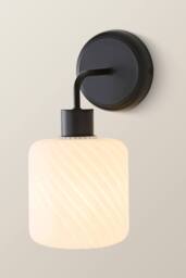 ValueLights Emery Swirl Glass Shade Wall Light in Black - thumbnail 3