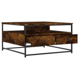 Berkfield Home Decorative Coffee Table Smoked Oak 80x80x45 cm Engineered Wood in Brown - Size: 80 x 80 x 45 cm - thumbnail 5