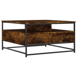 Berkfield Home Decorative Coffee Table Smoked Oak 80x80x45 cm Engineered Wood in Brown - Size: 80 x 80 x 45 cm - thumbnail 3