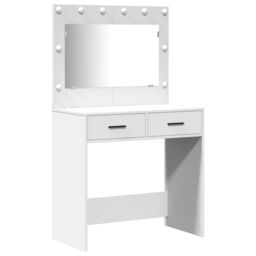 Berkfield Home 2 Piece Dressing Table Set with LED White Engineered Wood - thumbnail 4