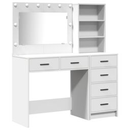 Berkfield Home 2 Piece Dressing Table Set with LED White Engineered Wood - thumbnail 2