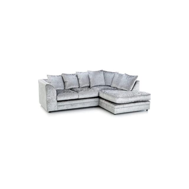 LUXURY LIFE Dylan Crushed Velvet Fabric Right Hand Facing Corner Sofa in Silver - image 1