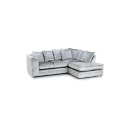 LUXURY LIFE Dylan Crushed Velvet Fabric Right Hand Facing Corner Sofa in Silver - thumbnail 1