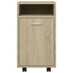 Berkfield Home Side Cabinet with Wheels Sonoma Oak 33x38x60 cm Engineered Wood in Brown - Size: 33 x 38 x 60 cm - thumbnail 4