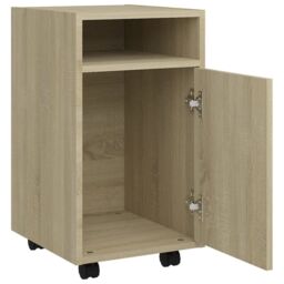 Berkfield Home Side Cabinet with Wheels Sonoma Oak 33x38x60 cm Engineered Wood in Brown - Size: 33 x 38 x 60 cm - thumbnail 6