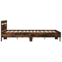 Berkfield Home Bed Frame without Mattress Smoked Oak 140x190 cm in Brown - thumbnail 6