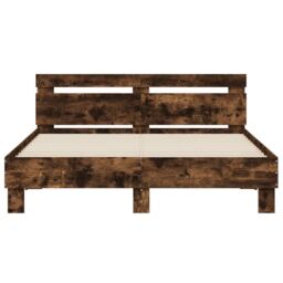 Berkfield Home Bed Frame without Mattress Smoked Oak 140x190 cm in Brown - thumbnail 5