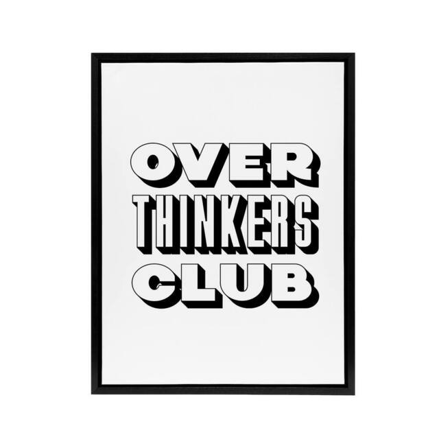 "Artery8 Overthinkers Club Black & White Simple Modern Framed Canvas Art - Size: W12"" x H16""" - image 1