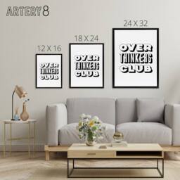 "Artery8 Overthinkers Club Black & White Simple Modern Framed Canvas Art - Size: W12"" x H16""" - thumbnail 4