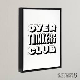 "Artery8 Overthinkers Club Black & White Simple Modern Framed Canvas Art - Size: W12"" x H16""" - thumbnail 2