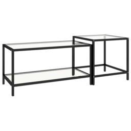 Berkfield Home Tea Tables 2 pcs Tempered Glass Transparent in Clear - thumbnail 2