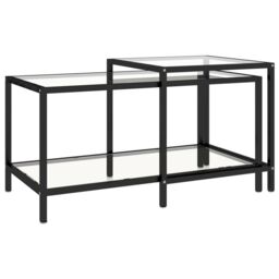 Berkfield Home Tea Tables 2 pcs Tempered Glass Transparent in Clear - thumbnail 3