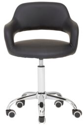 Orsina Ergonomic Black PU Home Office Chair with Curved Back, Comfortable Work From Home Chair, Movable Chair - thumbnail 2