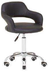 Orsina Ergonomic Black PU Home Office Chair with Curved Back, Comfortable Work From Home Chair, Movable Chair - thumbnail 7