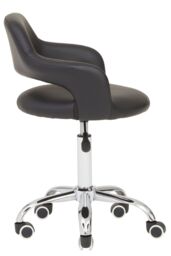Orsina Ergonomic Black PU Home Office Chair with Curved Back, Comfortable Work From Home Chair, Movable Chair - thumbnail 3