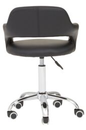 Orsina Ergonomic Black PU Home Office Chair with Curved Back, Comfortable Work From Home Chair, Movable Chair - thumbnail 4