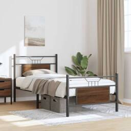 Berkfield Home Bed Frame without Mattress Brown Oak 80x200 cm Engineered Wood - thumbnail 5