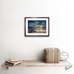 "Artery8 Wall Art Print Driftwood Beach Sunset Ocean Framed in Brown - Size: W7"" x H9""" - thumbnail 2