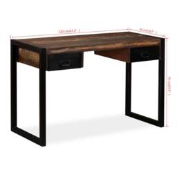 Berkfield Home Desk with 2 Drawers Solid Reclaimed Wood 120x50x76 cm - Size: 120 x 50 x 76 cm - thumbnail 8