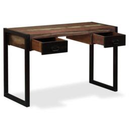 Berkfield Home Desk with 2 Drawers Solid Reclaimed Wood 120x50x76 cm - Size: 120 x 50 x 76 cm - thumbnail 3
