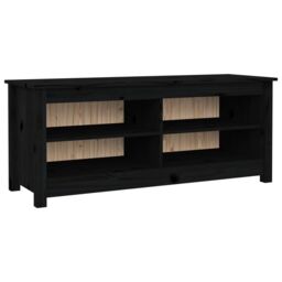 Berkfield Home Shoe Bench Black 110x38x45.5 cm Solid Wood Pine - thumbnail 2