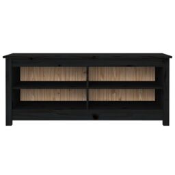 Berkfield Home Shoe Bench Black 110x38x45.5 cm Solid Wood Pine - thumbnail 3