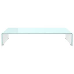 Berkfield Home TV Stand/Monitor Riser Glass Green 70x30x13 cm in Aqua - Size: 70 x 30 x 13 cm - thumbnail 3