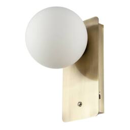Happy Homewares Antique Brass Rechargeable Wall Light with Opal Globe Glass Shade in Metallic Gold - thumbnail 5