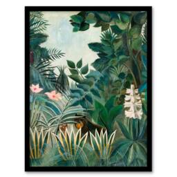 Artery8 Henri Rousseau Framed Wall Art Print The Dream Equatorial Jungle in Green - Size: A4 - thumbnail 1