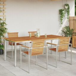 Berkfield Home Outdoor Dining Table 200x90x74.5 cm Solid Wood Acacia in Brown - thumbnail 4