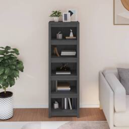 Berkfield Home Book Cabinet Grey 50x35x154 cm Solid Wood Pine - Size: 50 x 35 x 154 cm - thumbnail 3