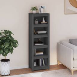 Berkfield Home Book Cabinet Grey 50x35x154 cm Solid Wood Pine - Size: 50 x 35 x 154 cm - thumbnail 2