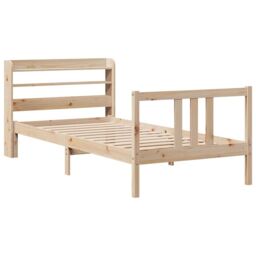 Berkfield Home Bed Frame with Headboard without Mattress 90x190 cm Single in Brown - thumbnail 3