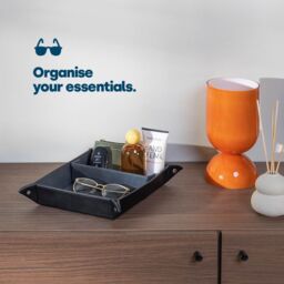 LIVIVO Leather-look Valet Organiser - Black in Grey - thumbnail 3