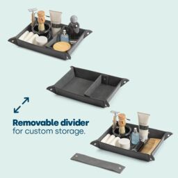 LIVIVO Leather-look Valet Organiser - Black in Grey - thumbnail 5