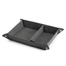 LIVIVO Leather Look Valet Organiser Black with Divider in Grey