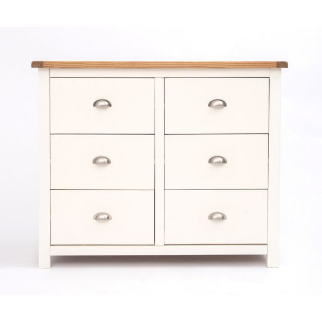Cabinet Bits Lovere 6 Drawer Chest of Drawers Chrome Cup Handle in Off-White - image 1