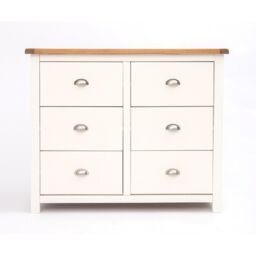 Cabinet Bits Lovere 6 Drawer Chest of Drawers Chrome Cup Handle in Off-White
