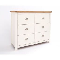 Cabinet Bits Lovere 6 Drawer Chest of Drawers Chrome Cup Handle in Off-White - thumbnail 3