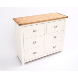 Cabinet Bits Lovere 6 Drawer Chest of Drawers Chrome Cup Handle in Off-White - thumbnail 4
