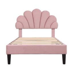 Rolipo 3ft Single Pink Velvet Bed Frame with Adjustable Petal Headboard - Size: Double - thumbnail 9