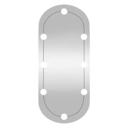 Berkfield Home Wall Mirror with LED Lights 35x80 cm Glass Oval in Silver - thumbnail 5