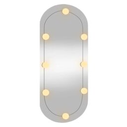 Berkfield Home Wall Mirror with LED Lights 35x80 cm Glass Oval in Silver - thumbnail 4