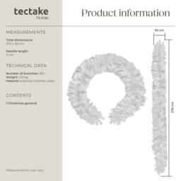 tectake Christmas Garland In Detailed & Lifelike Look, 270 Cm Long in White - thumbnail 6